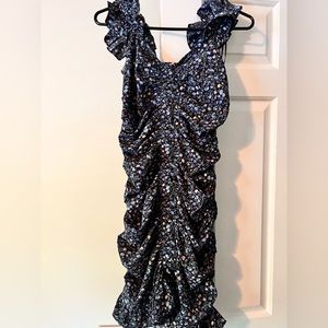 Navy floral ruched dress size small